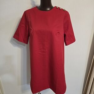 H&M Red Short Sleeve Dress with Button Detail